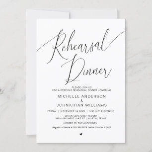 Wedding Rehearsal Dinner, Simple Modern Black Invitation