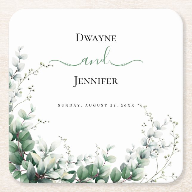 Wedding Rehearsal Dinner Square Paper Coaster (Front)