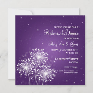 Wedding Rehearsal Dinner Summer Sparkle Purple Invitation