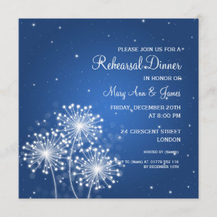 Wedding Rehearsal Dinner Summer Sparkle Sapphire Invitation