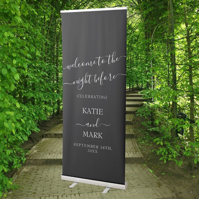 Wedding Rehearsal Dinner Welcome Night Before  Retractable Banner (Wedding Rehearsal Dinner Welcome Night Before Retractable Banner)