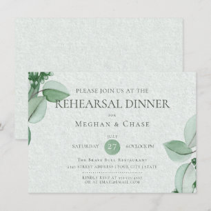 Wedding Rehearsal Elegant Watercolor Eucalyptus Invitation