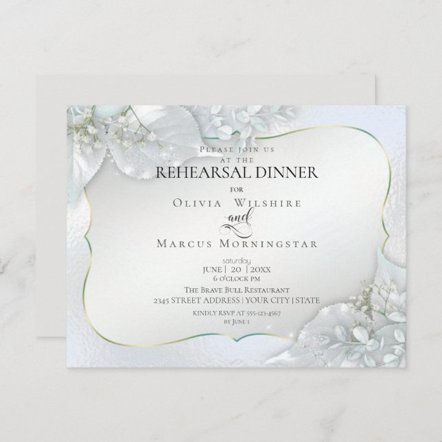 WEDDING REHEARSAL | Icy Blue Shimmer Invitation (Front/Back)