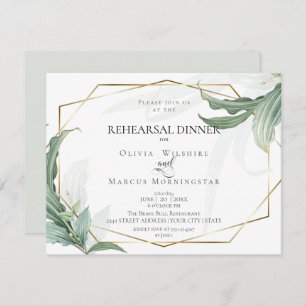 Wedding Rehearsal Modern Elegant Tropical Leaves Invitation