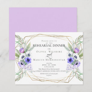 Wedding Rehearsal   Violet Anemone Floral Invitation