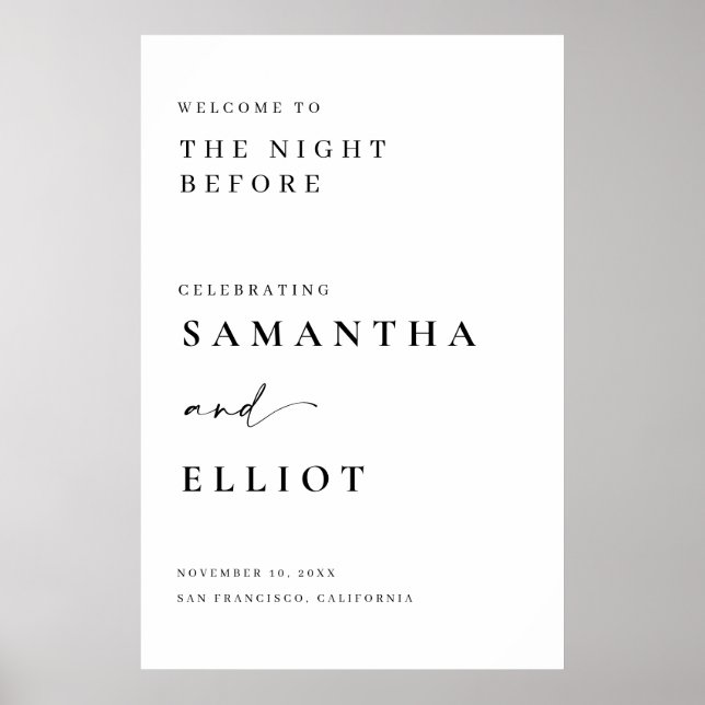 Wedding Rehearsal Welcome Sign Minimal Poster (Front)