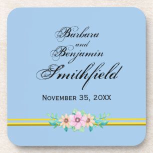 Wedding Remembrance Floral - Personalize Coaster