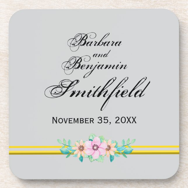 Wedding Remembrance Floral - Personalize Coaster (Front)