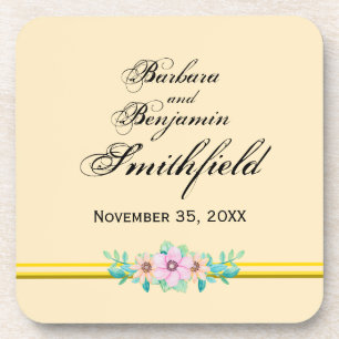 Wedding Remembrance Floral - Personalize Coaster