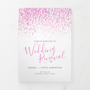Wedding renewal ceremony program pink program Tri-Fold programme