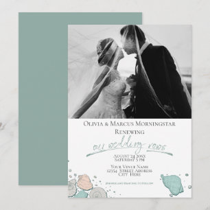 Wedding Renewal Modern Seashell Coral Teal Invitation