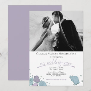 Wedding Renewal Modern Seashell Violet Dusty Blue Invitation