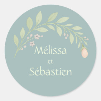 Wedding reply card sticker, floral gift classic round sticker