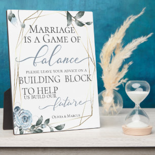 Wedding Request Building  Block Dusty Blue  Plaque