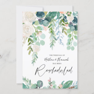 Wedding Rescheduled Date Floral Greenery Invitation