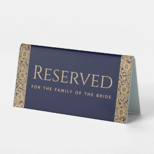 Wedding Reserved Bride Family Navy Blue Gold Roses