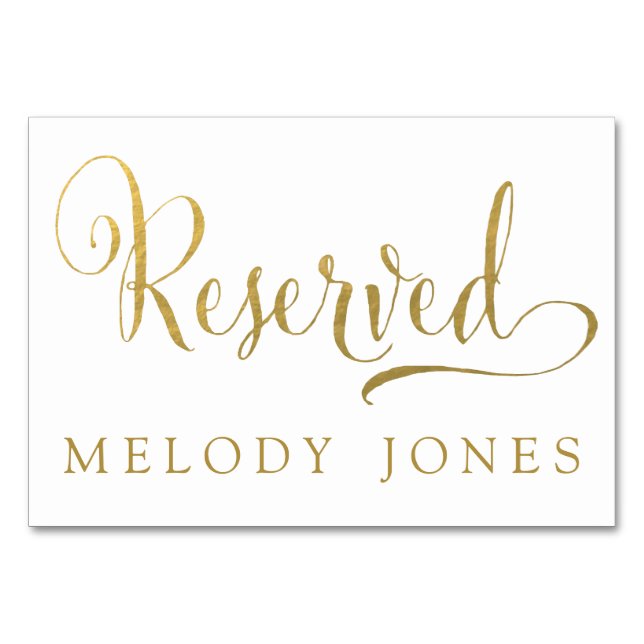 Wedding Reserved Place Cards Gold Personalised (Front)