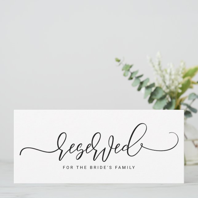 Wedding Reserved Sign Bouncy Typography Black Invitation (Standing Front)