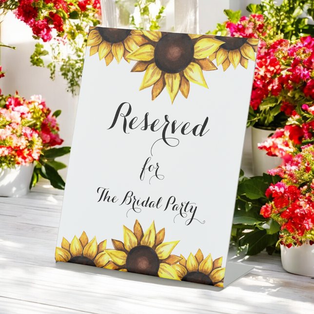 Wedding Reserved Yellow White Sunflower Pedestal Sign (Creator Uploaded)