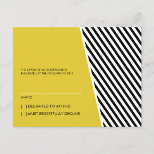 Wedding Response Card Mod Stripes Yellow