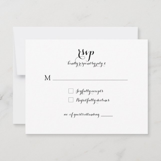 Wedding Response Card RSVP *Modern Classic* (Front)