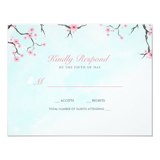 Wedding Response Card | Watercolor Cherry Blossoms
