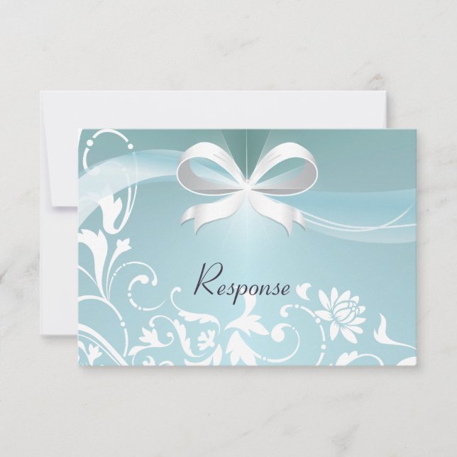 Wedding Response RSVP Card - Elegant Teal Satin (Front)