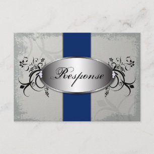 Wedding Response RSVP Card Royal Blue Slate Grey
