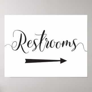 Wedding Restrooms Sign Directions Right Arrow