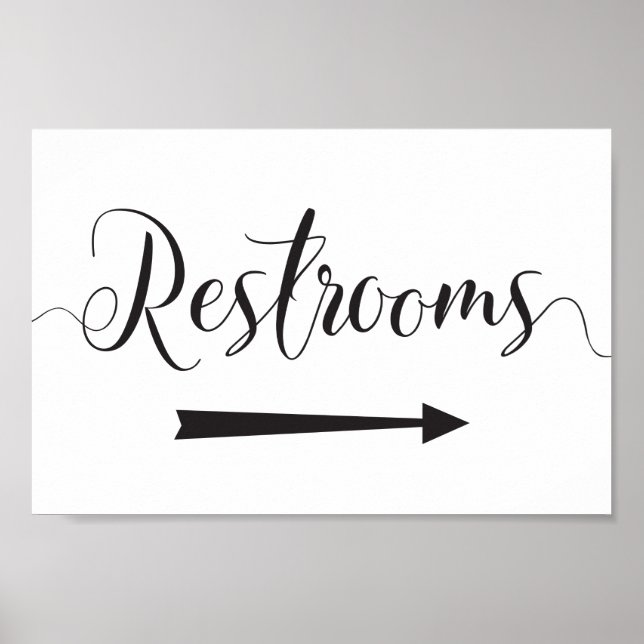 Wedding Restrooms Sign Directions Right Arrow (Front)