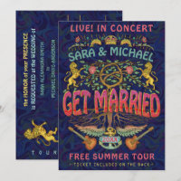 Wedding Retro 70s Band Concert Ticket Theme