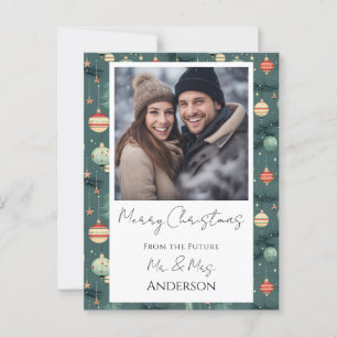 Wedding Retro Christmas Save the Date Postcard