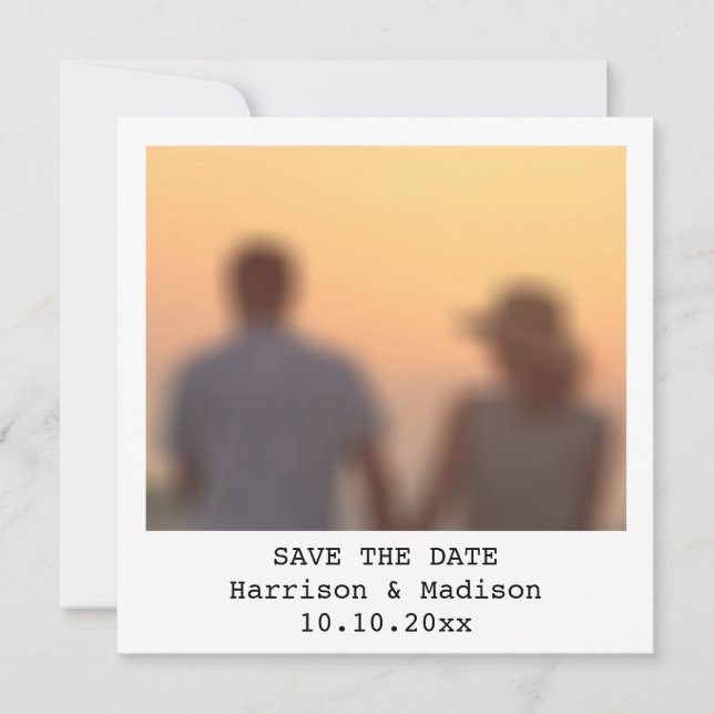 Wedding Retro instant photo Save The Date card (Front)