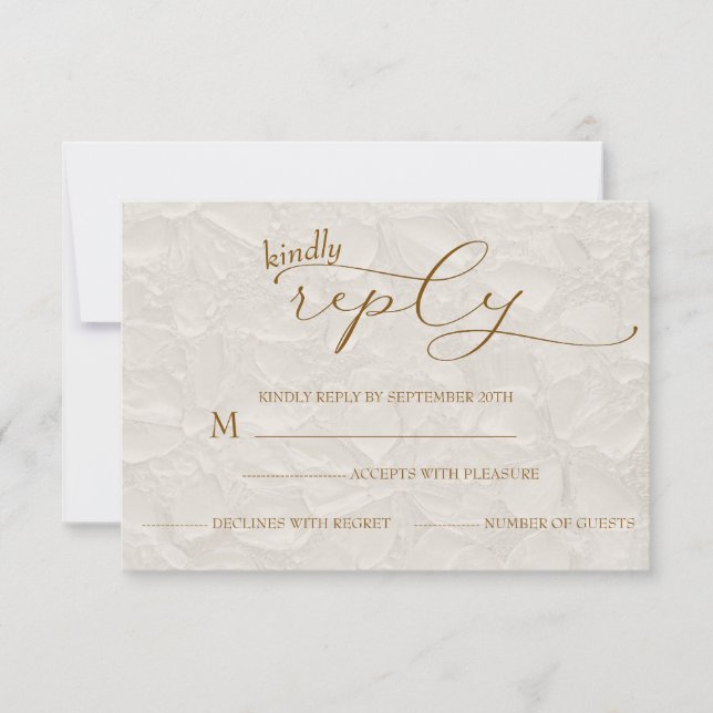 Wedding Retro Simple Beige RSVP Card (Front)