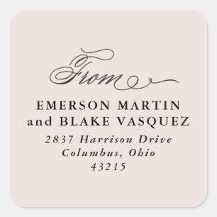 Wedding return address blush pink sticker