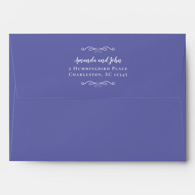 Wedding Return Address Chic Elegant 5x7 Periwinkle Envelope (Back (Top Flap))