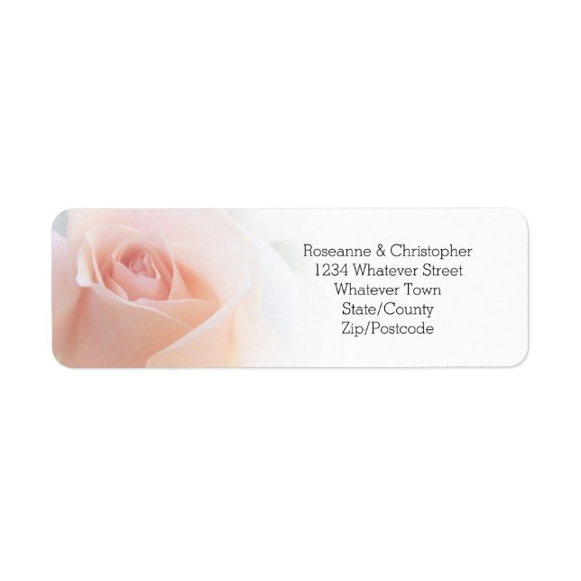Wedding Return Address Label Peach Pink Rosebud (Front)