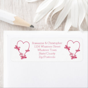 Wedding Return Address Label Pink Hearts