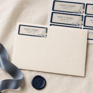Wedding Return Address Labels Blue Ivory Winter