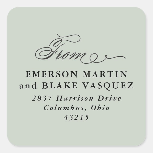 Wedding return address sage green sticker (Front)