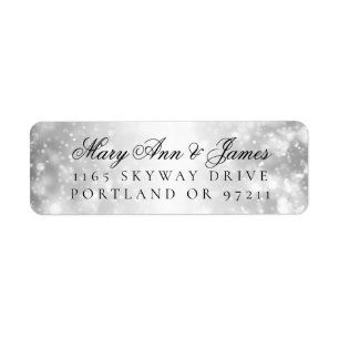 Wedding Return Address Silver Shimmer Lights