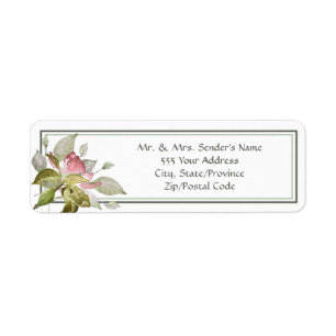 Wedding Return Address Watercolor Pink Roses