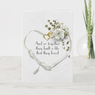 Wedding Ribbon and Gold Heart Rings Card