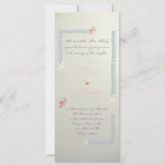 Wedding ribbon elegance love you bird Invitation