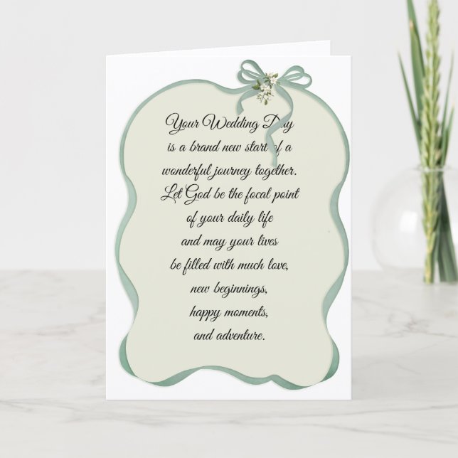 Wedding Ribbon Frame with Bow Holiday Card (Front)