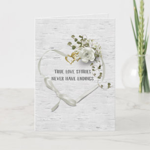 Wedding Ribbon Heart On Birch Card