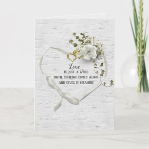 Wedding Ribbon Heart On Birch Card