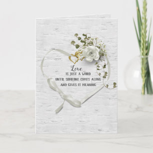 Wedding Ribbon Heart On Birch  Card