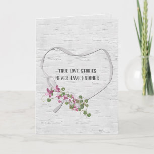 Wedding Ribbon Heart On Birch Card