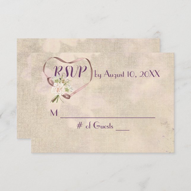 Wedding Ribbon Heart RSVP (Front/Back)